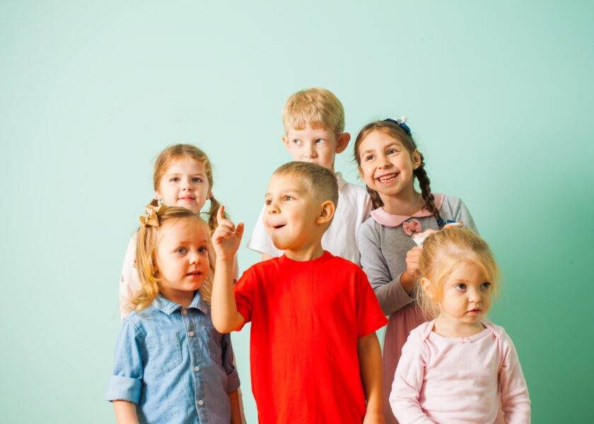 Group of children enjoing and singing song together